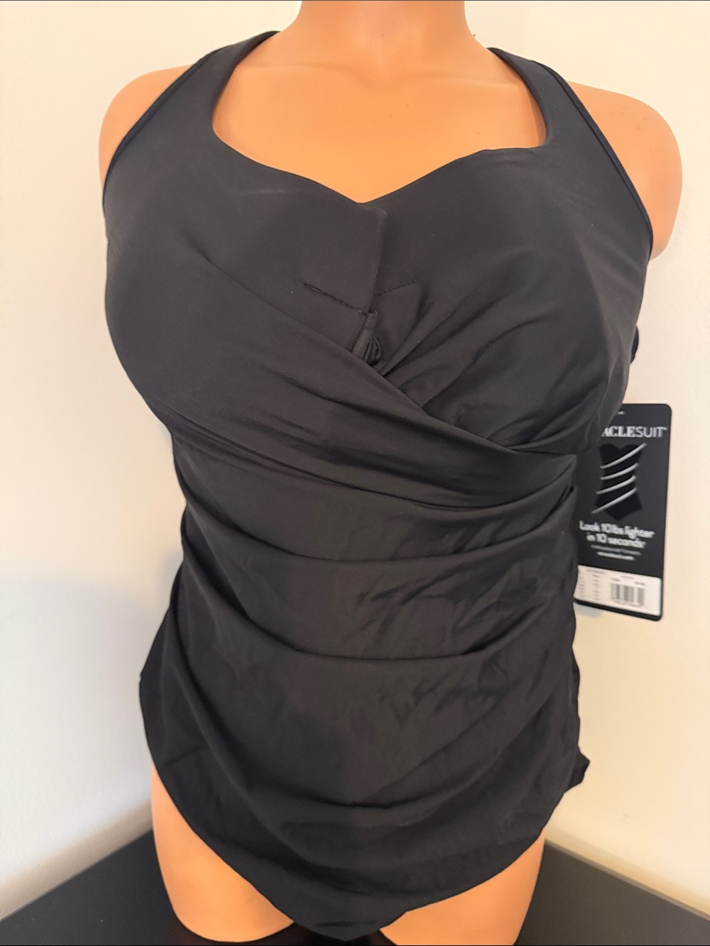Miraclesuit Sz 22W Black "Escape" Ruched One-Piece Swimsuit Underwire NWTs $189